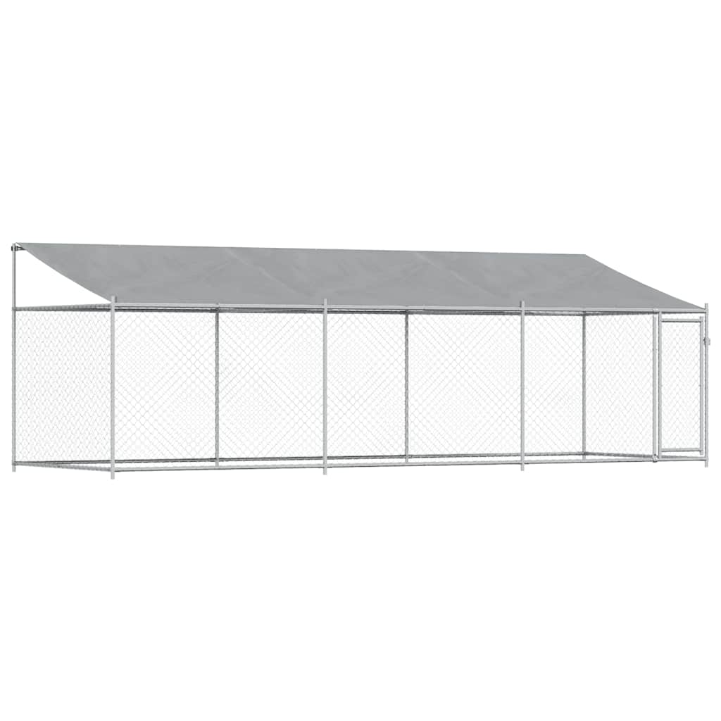 Dog Cage with Roof and Door Grey 6x2x2 m Galvanised Steel