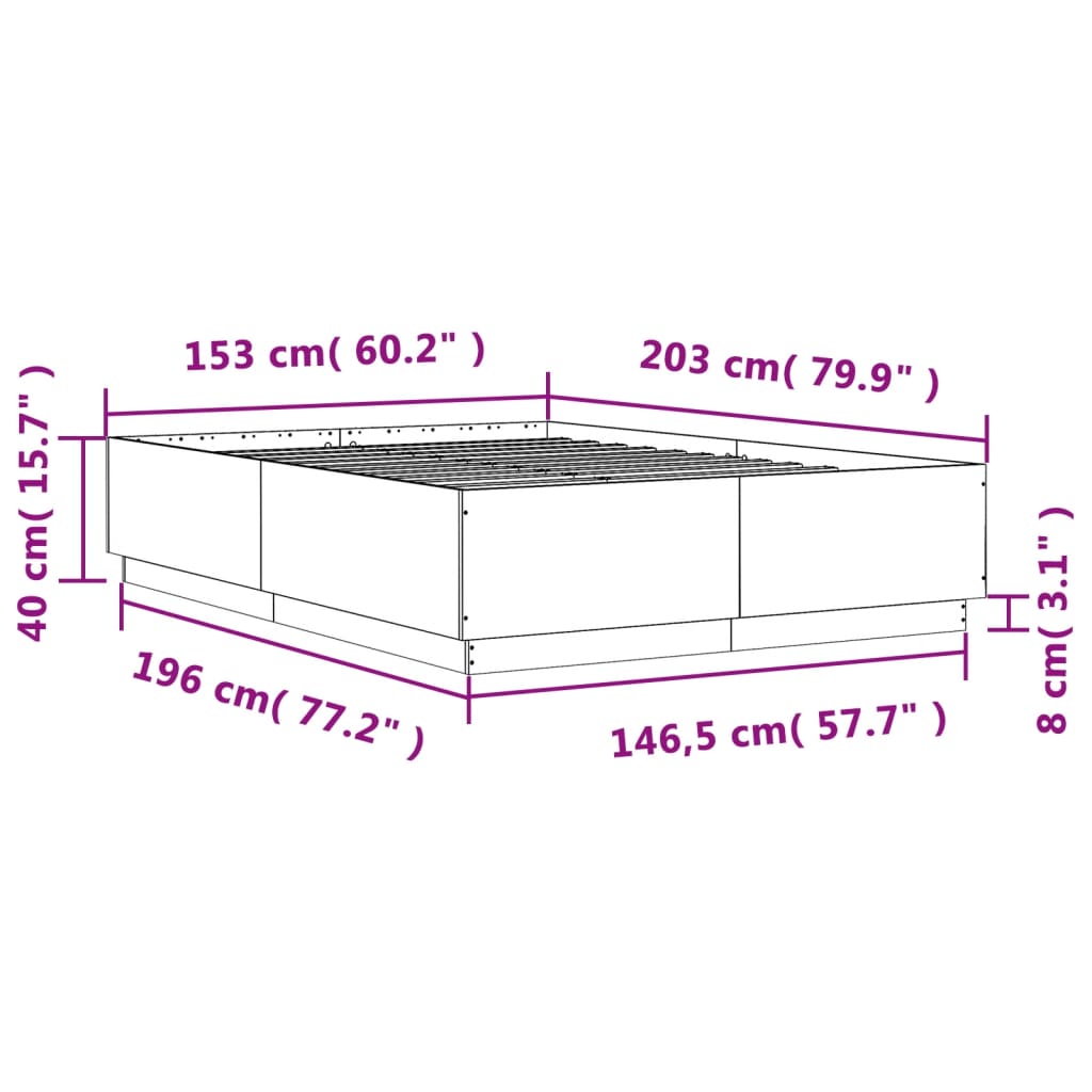 Bed Frame without Mattress Sonoma Oak 150x200 cm