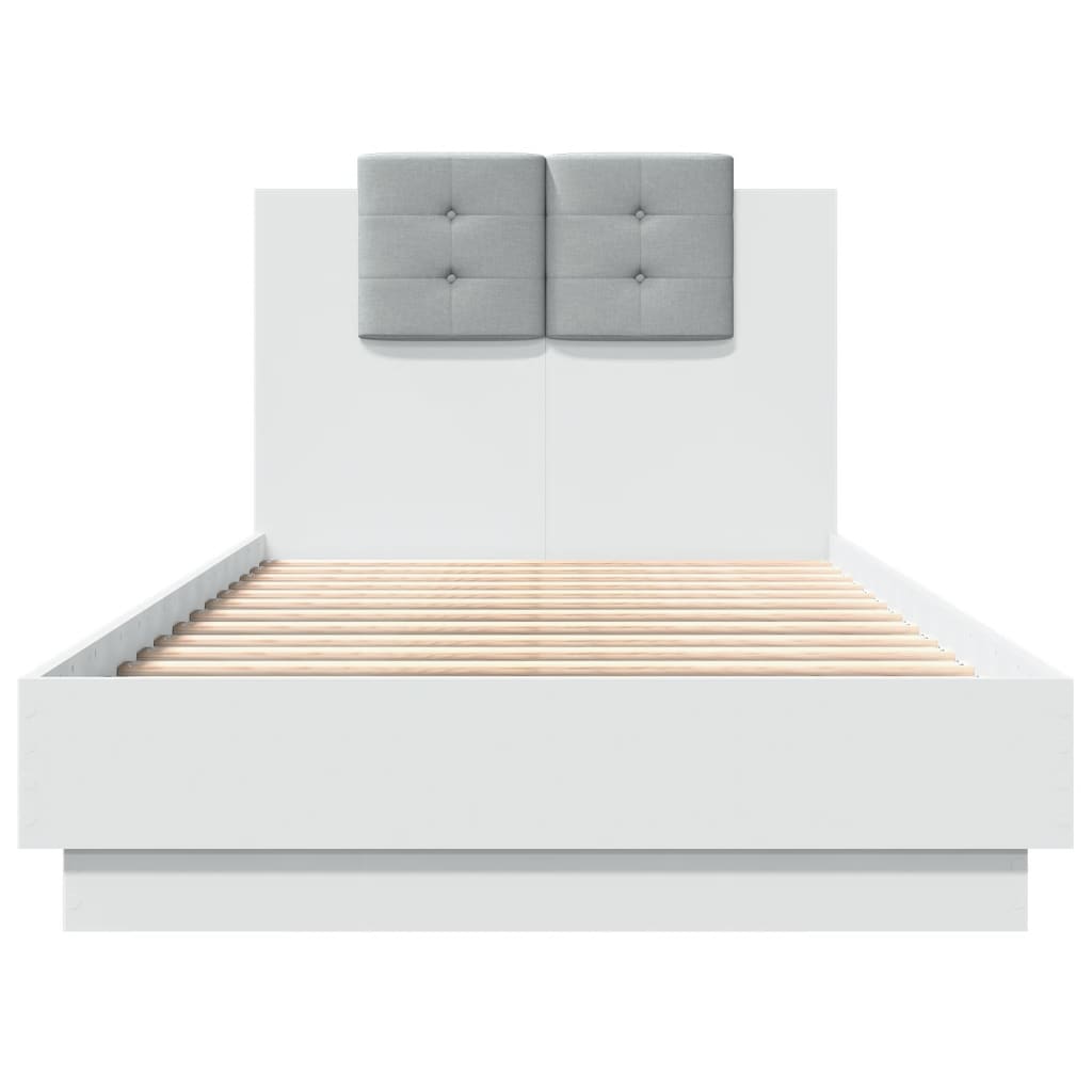 Bed Frame with LED without Mattress White 90x190 cm
