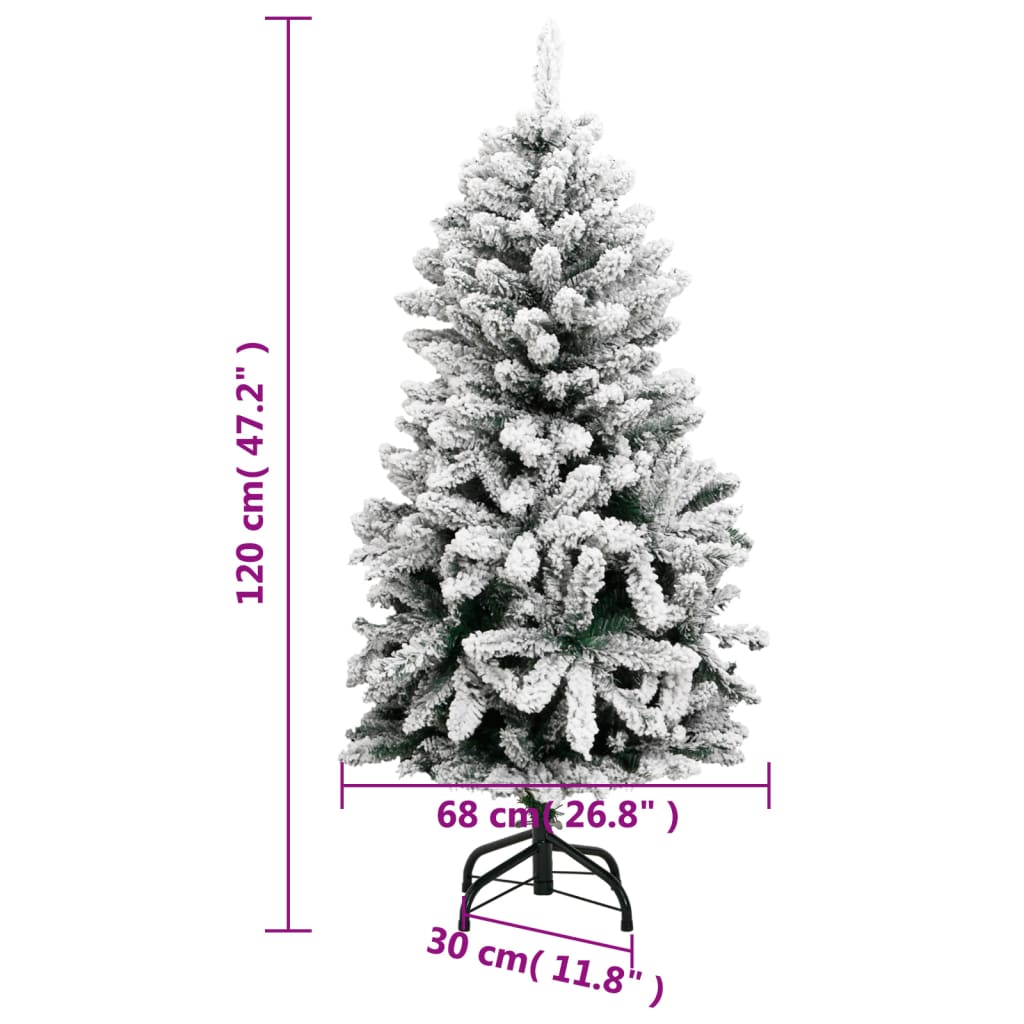 Artificial Hinged Christmas Tree 150 LEDs & Flocked Snow 120 cm