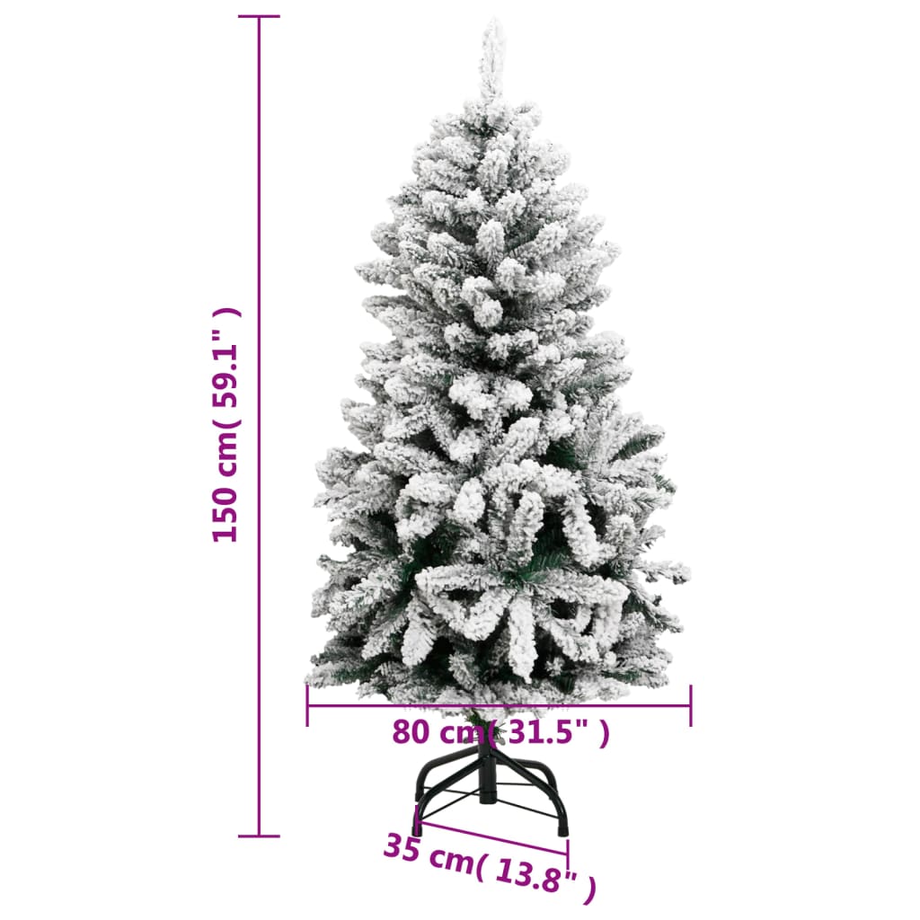 Artificial Hinged Christmas Tree 150 LEDs & Flocked Snow 150 cm