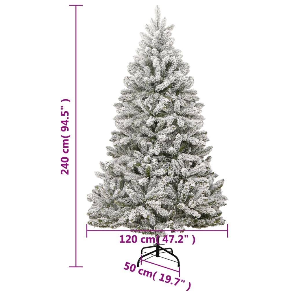 Artificial Hinged Christmas Tree 300 LEDs & Flocked Snow 240 cm