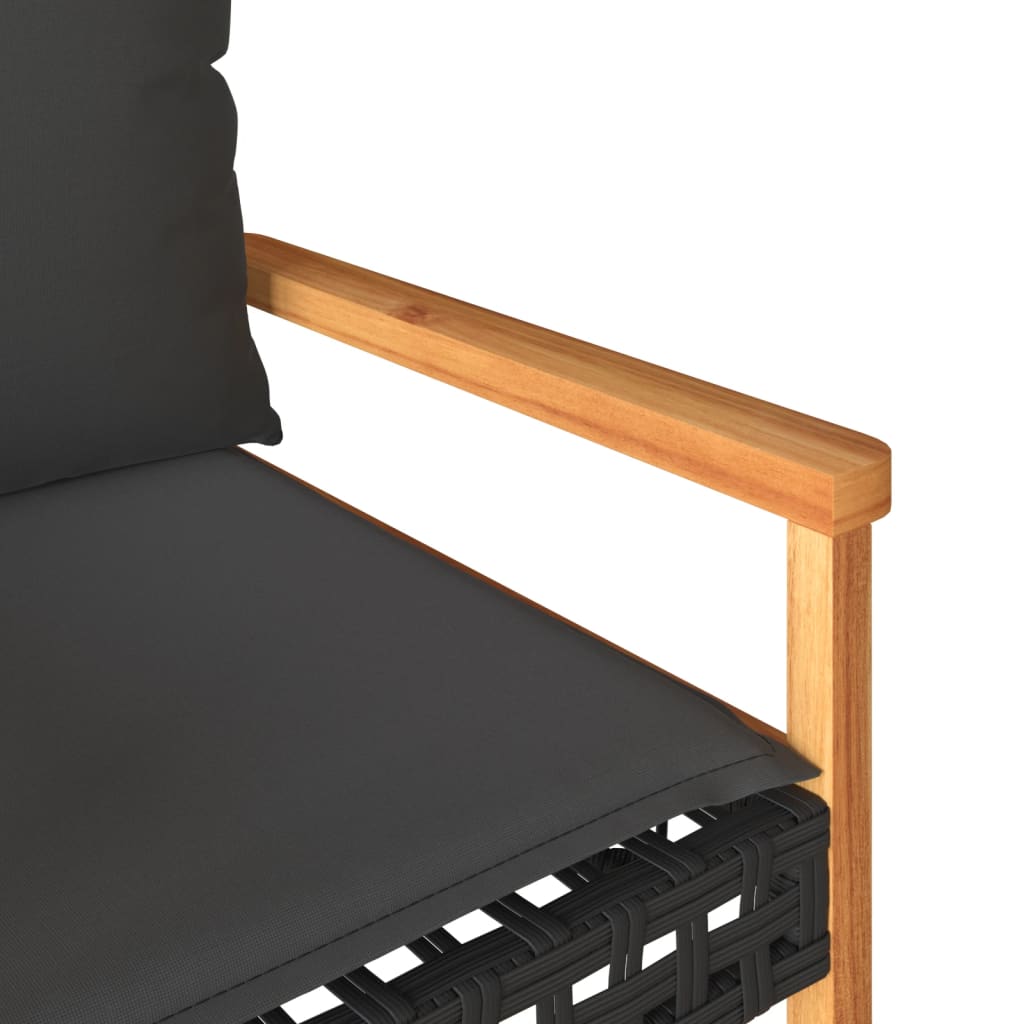 4 Piece Garden Lounge Set with Cushions Black Poly Rattan