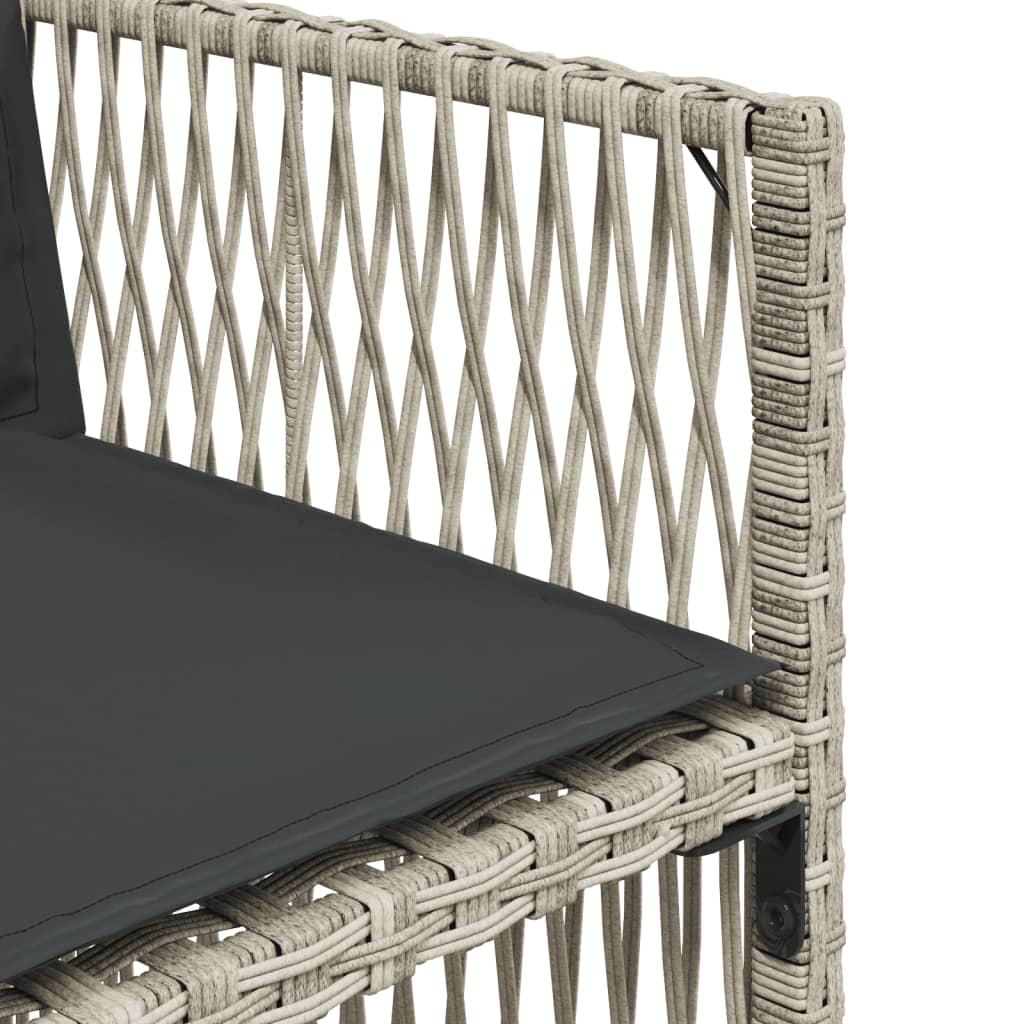 5 Piece Garden Dining Set with Cushions Light Grey Poly Rattan