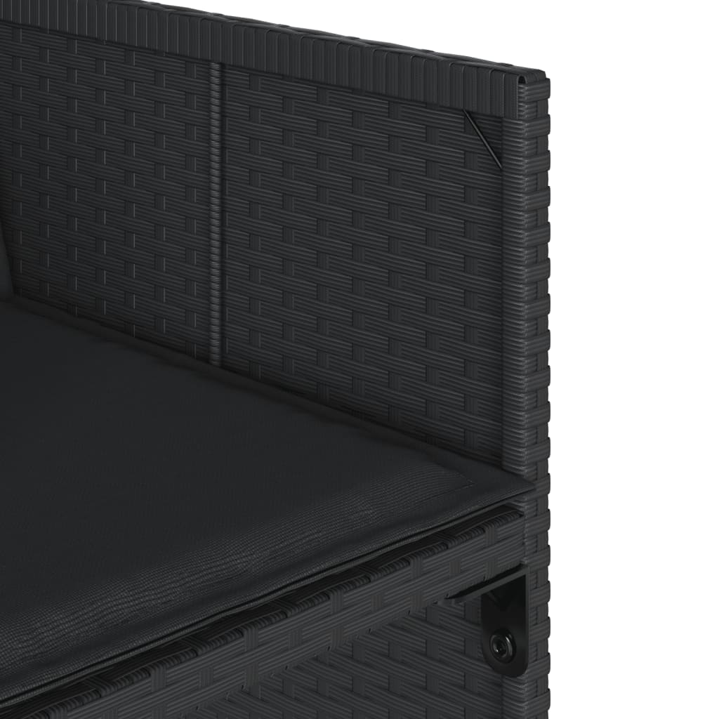 5 Piece Garden Dining Set with Cushions Black Poly Rattan