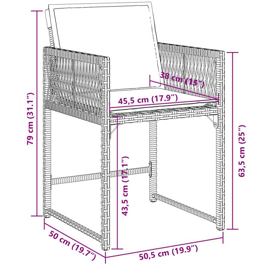 5 Piece Garden Dining Set with Cushions Black Poly Rattan