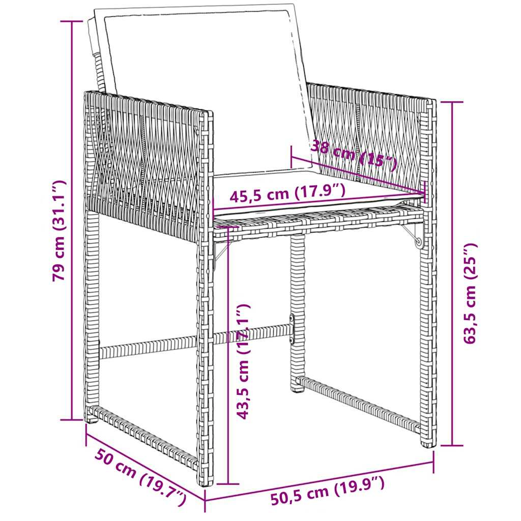 5 Piece Garden Dining Set with Cushions Black Poly Rattan