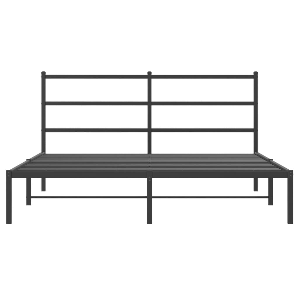 Metal Bed Frame without Mattress with Headboard Black 150x200 cm