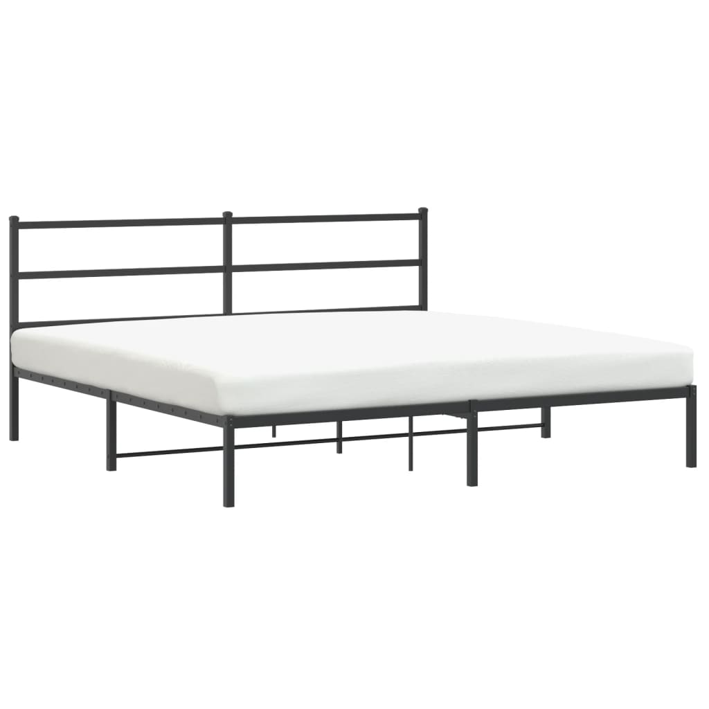 Metal Bed Frame without Mattress with Headboard Black 183x203 cm King