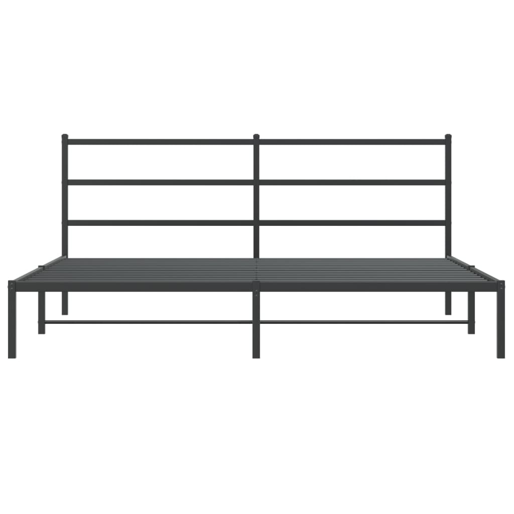 Metal Bed Frame without Mattress with Headboard Black 183x203 cm King