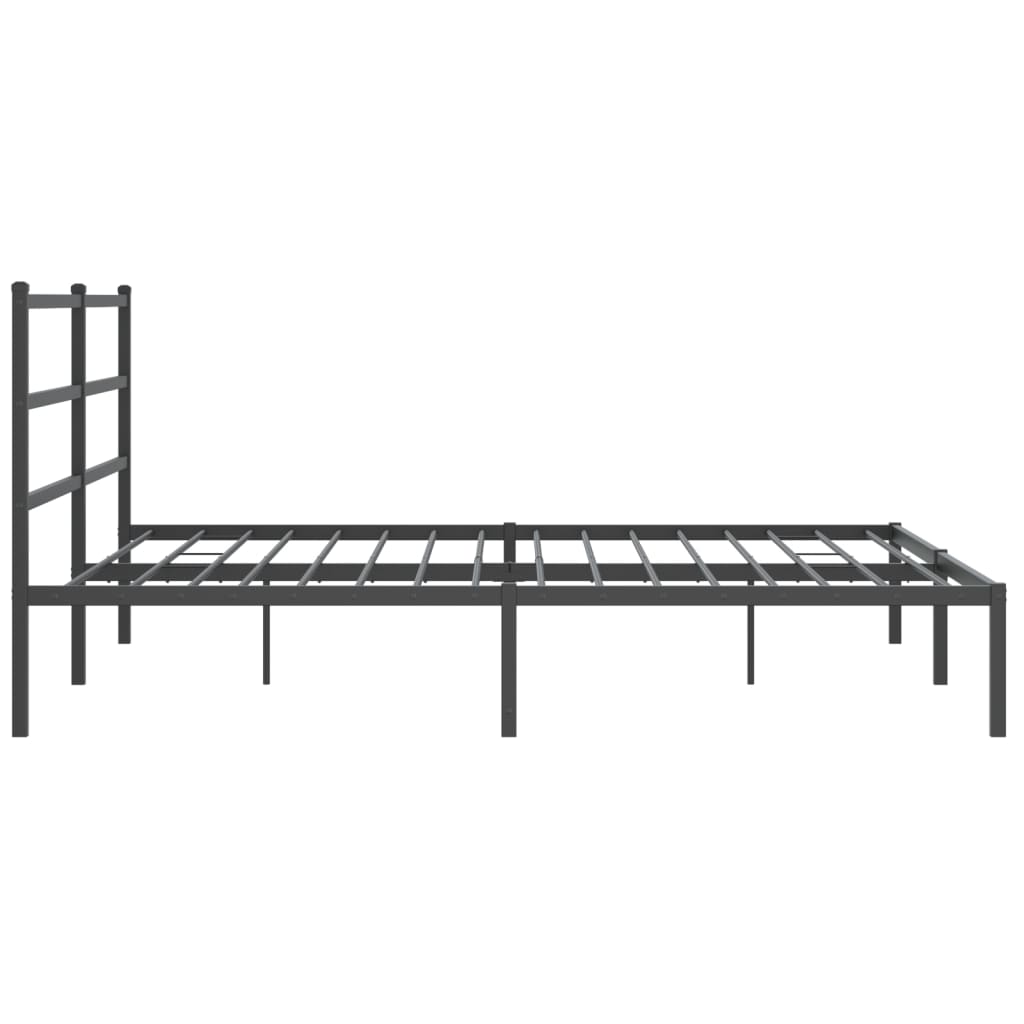 Metal Bed Frame without Mattress with Headboard Black 183x203 cm King