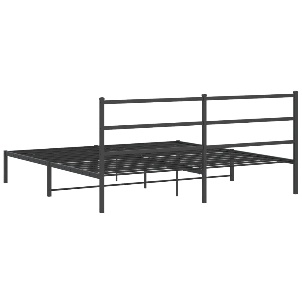 Metal Bed Frame without Mattress with Headboard Black 183x203 cm King