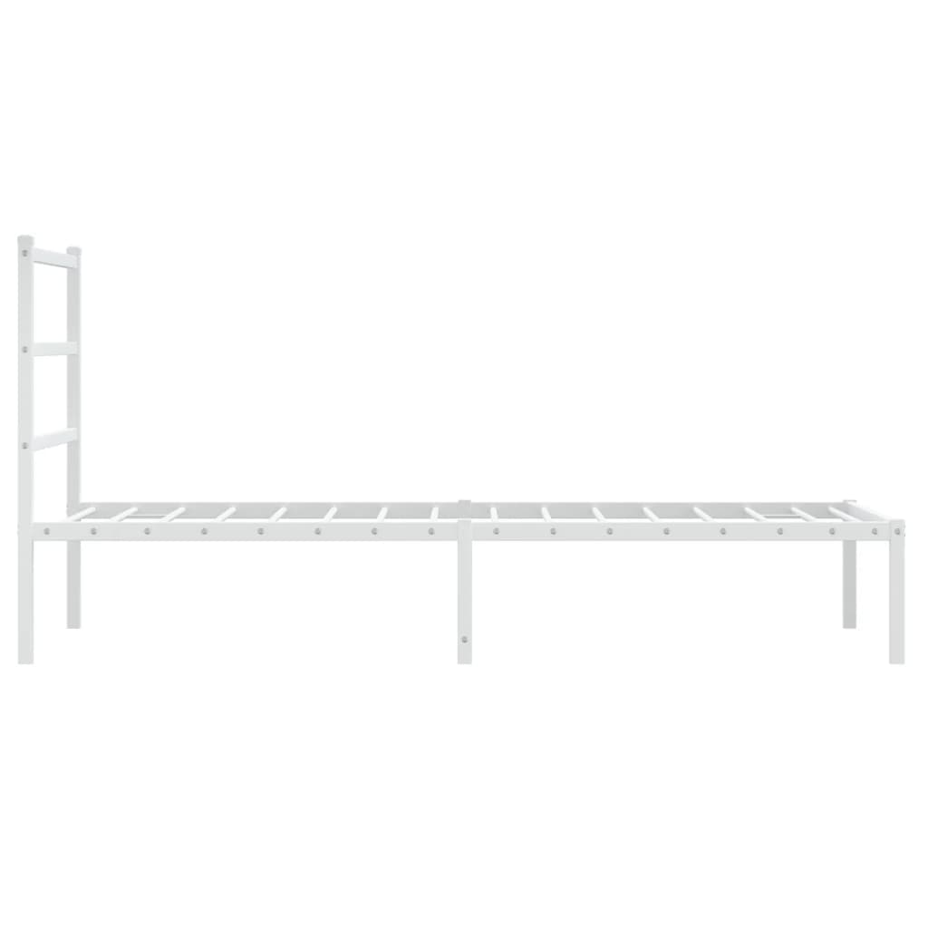 Metal Bed Frame without Mattress with Headboard White 90x190 cm