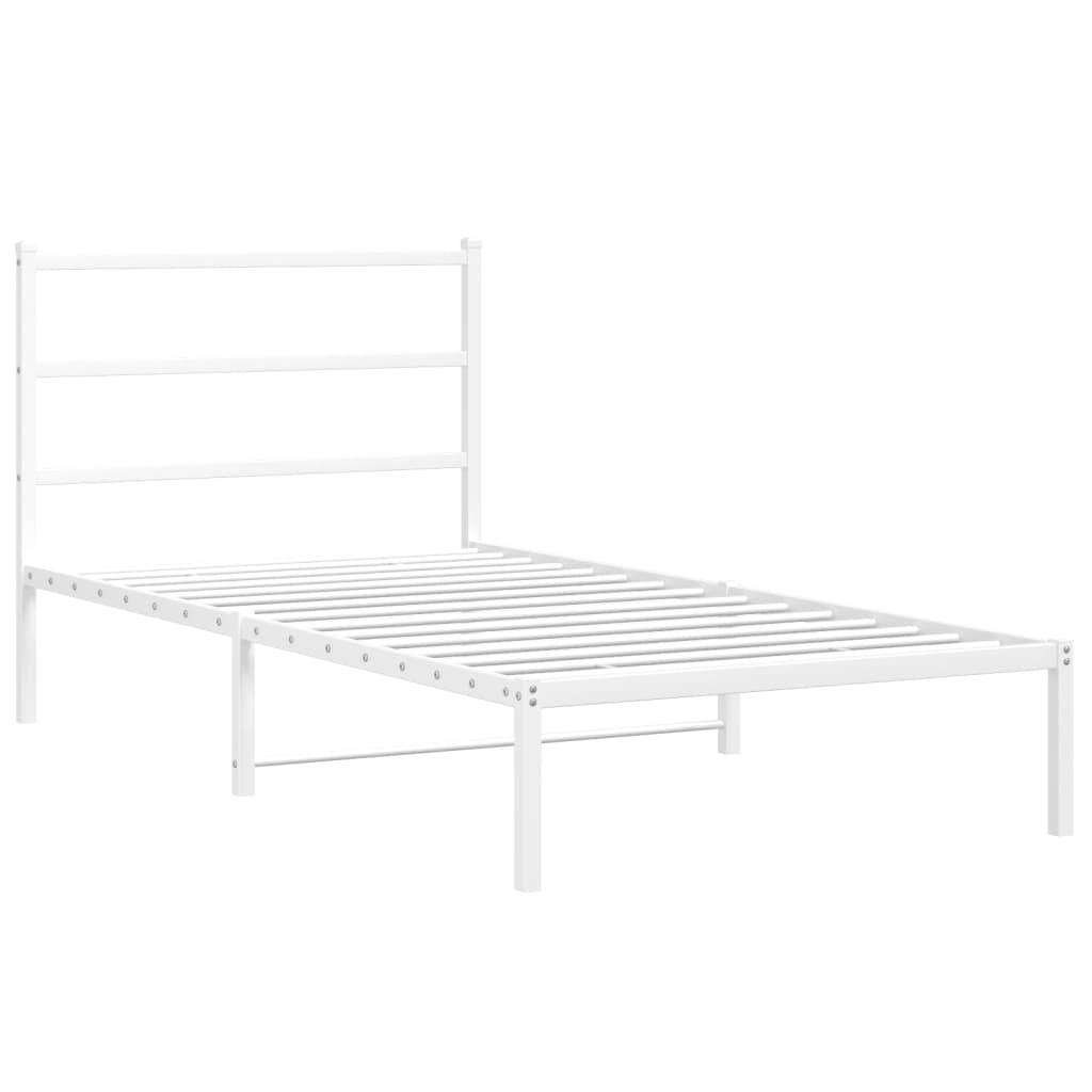 Metal Bed Frame without Mattress with Headboard White 107x203 cm King Single