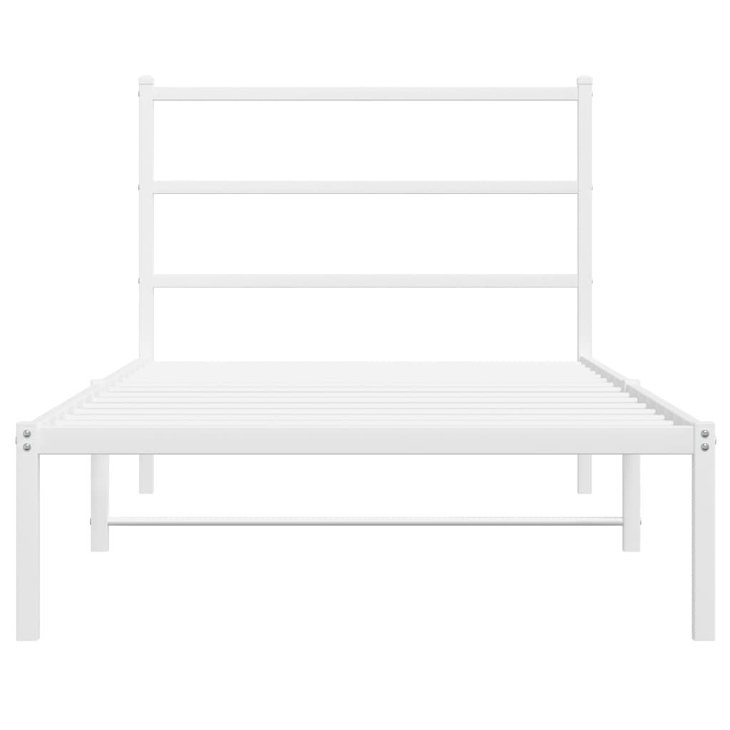 Metal Bed Frame without Mattress with Headboard White 107x203 cm King Single