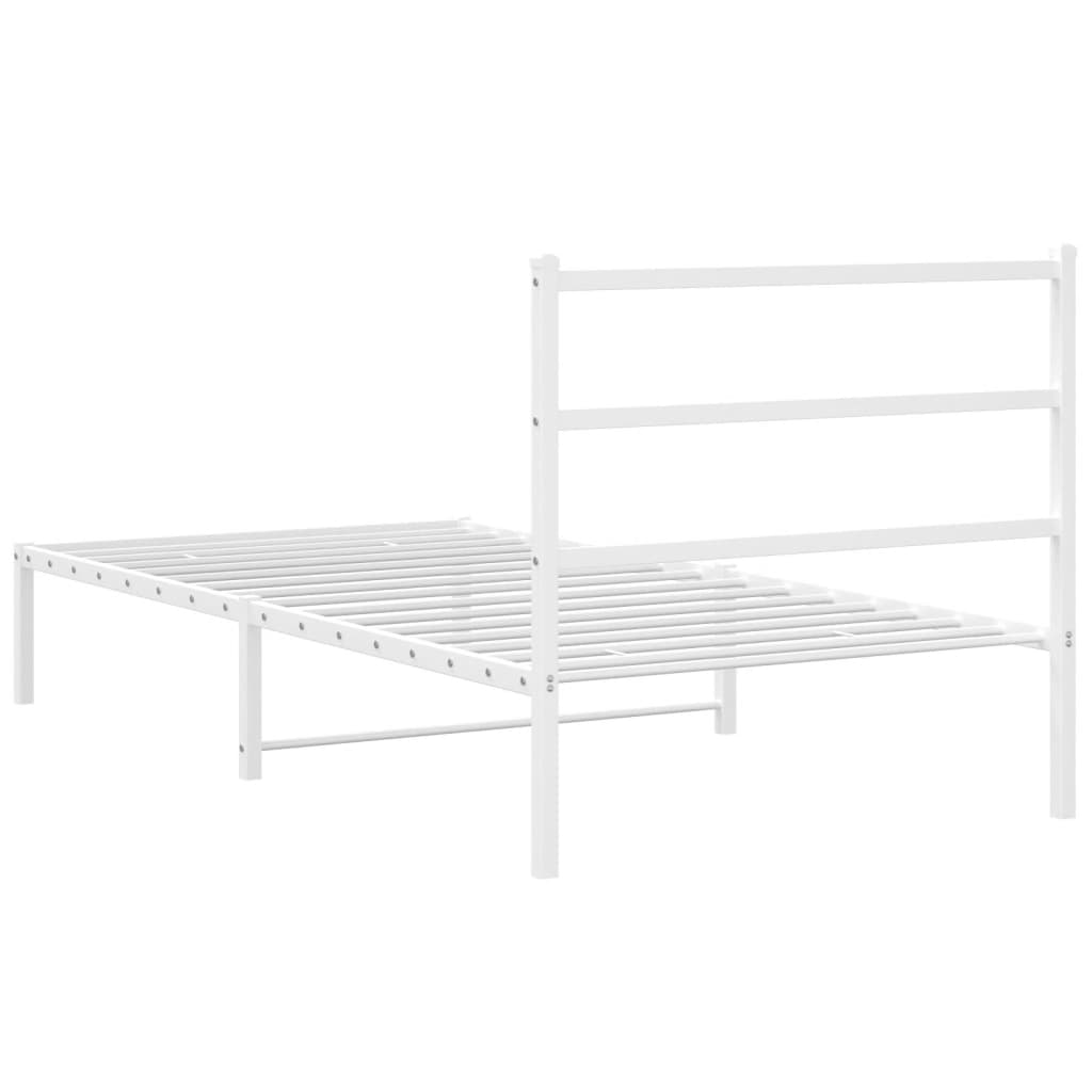 Metal Bed Frame without Mattress with Headboard White 107x203 cm King Single