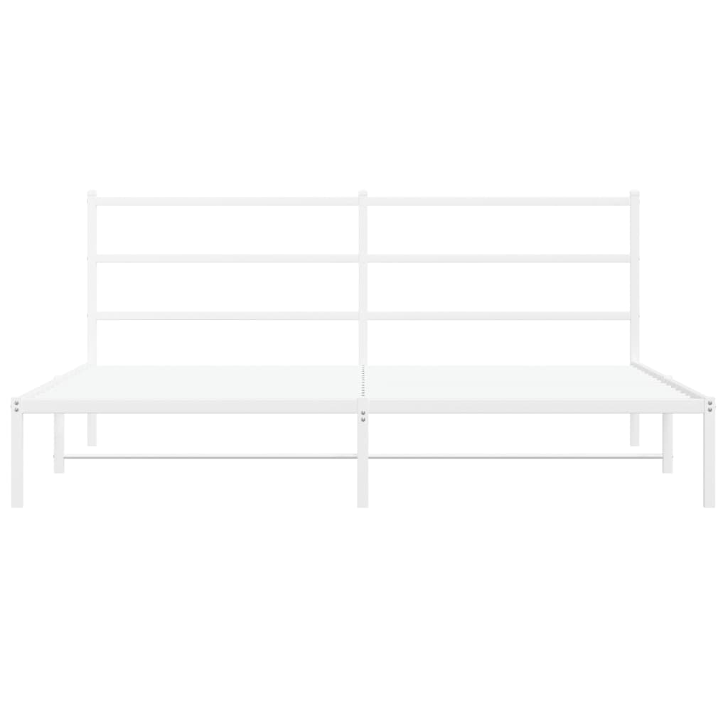 Metal Bed Frame without Mattress with Headboard White 183x203 cm King