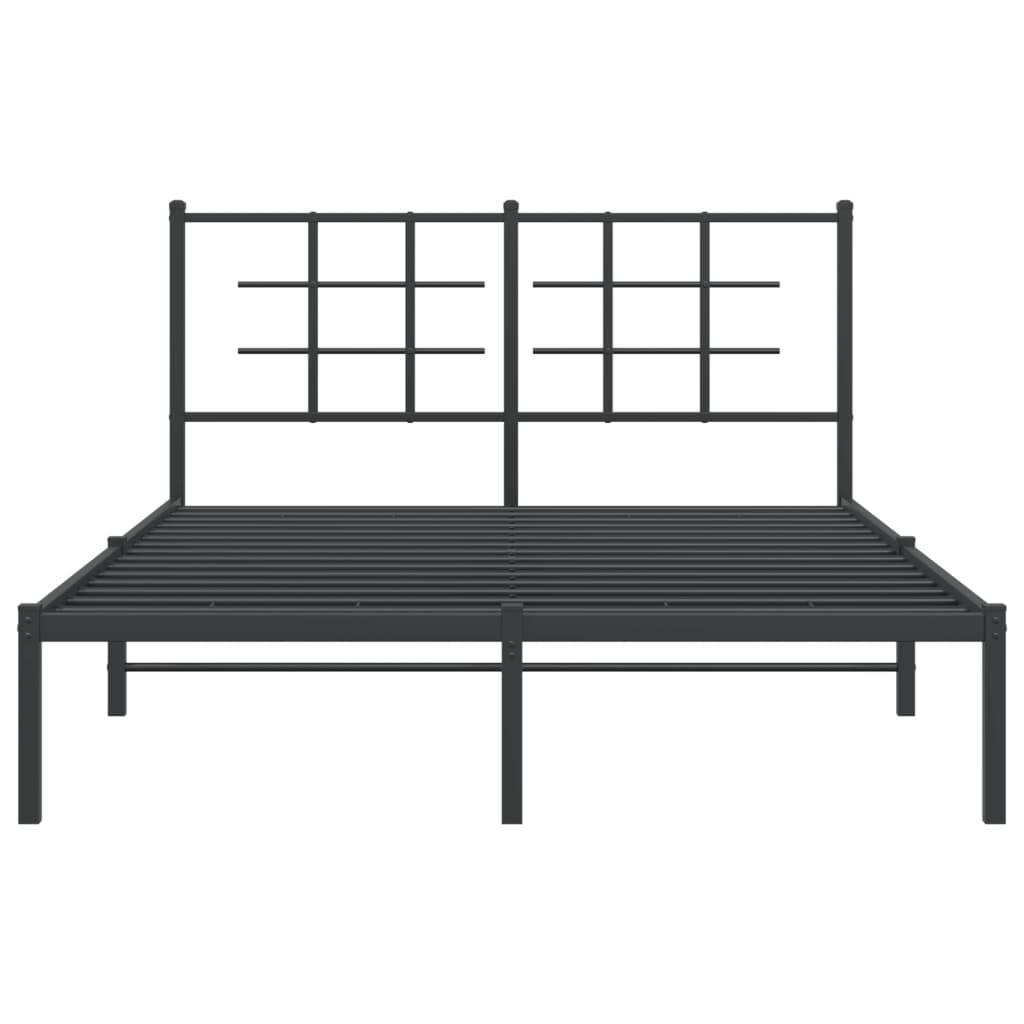 Metal Bed Frame without Mattress with Headboard Black 135x190 cm