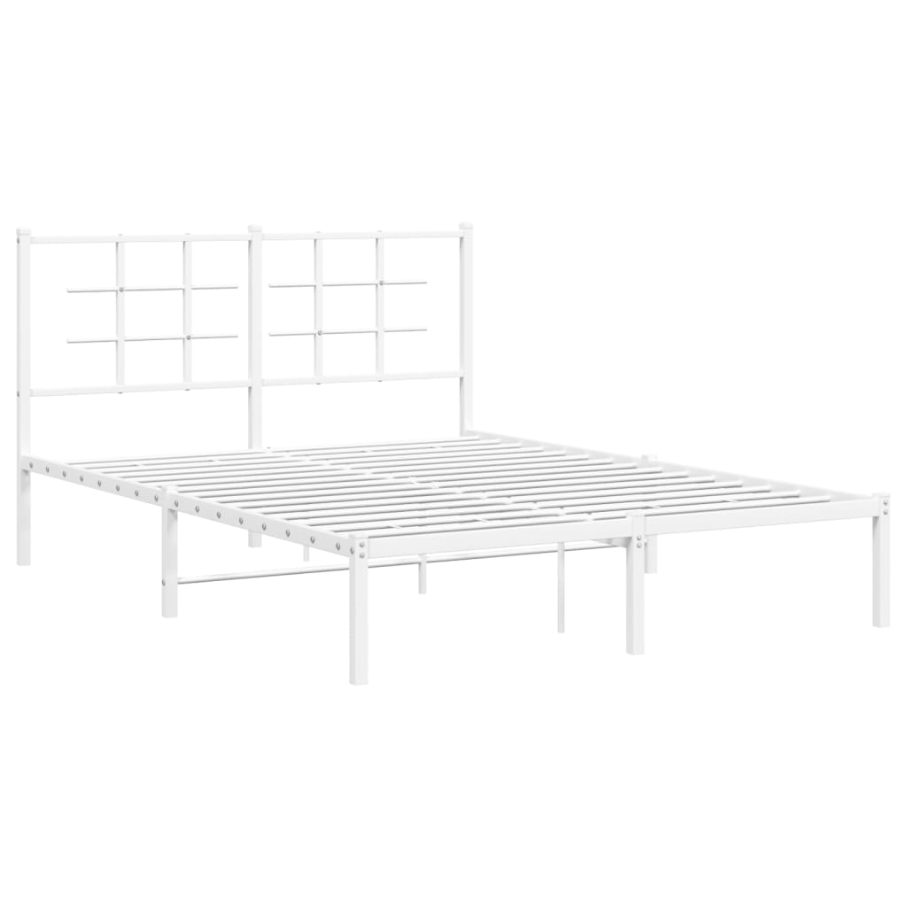 Metal Bed Frame without Mattress with Headboard White 135x190 cm