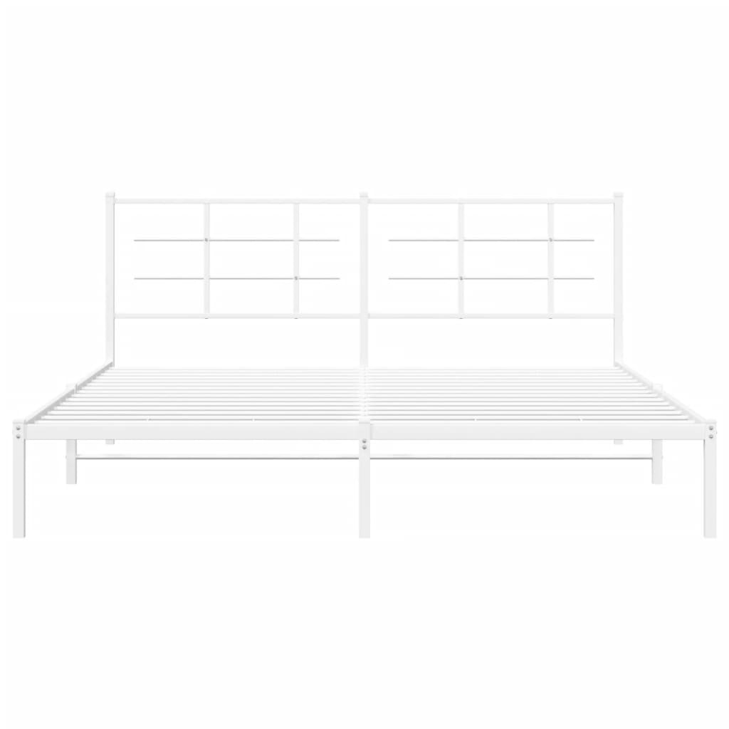 Metal Bed Frame without Mattress with Headboard White 183x203 cm King