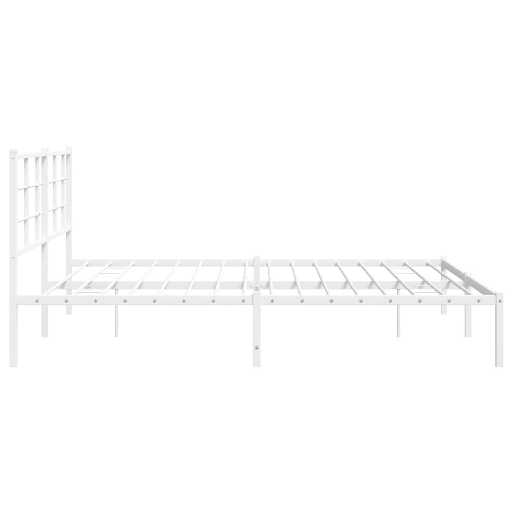 Metal Bed Frame without Mattress with Headboard White 183x203 cm King