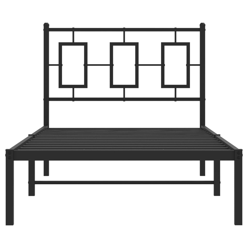Metal Bed Frame without Mattress with Headboard Black 90x190 cm