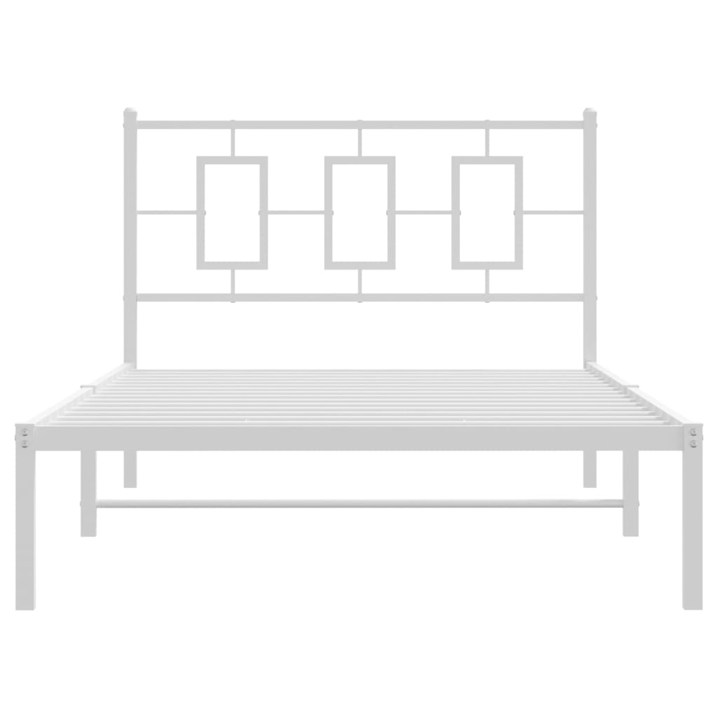 Metal Bed Frame without Mattress with Headboard White 107x203 cm King Single