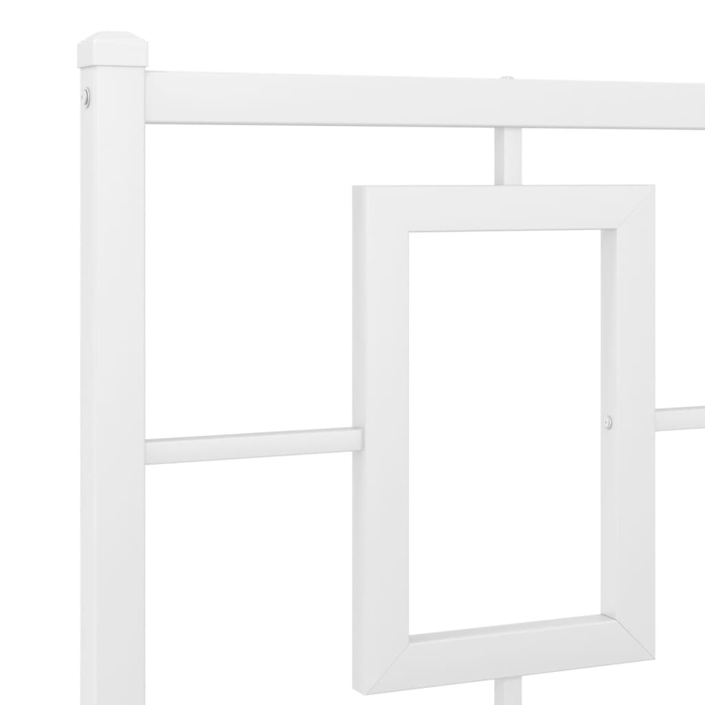 Metal Bed Frame without Mattress with Headboard White 135x190 cm