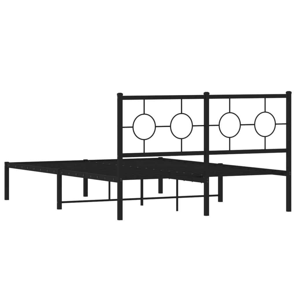 Metal Bed Frame without Mattress with Headboard Black 135x190 cm