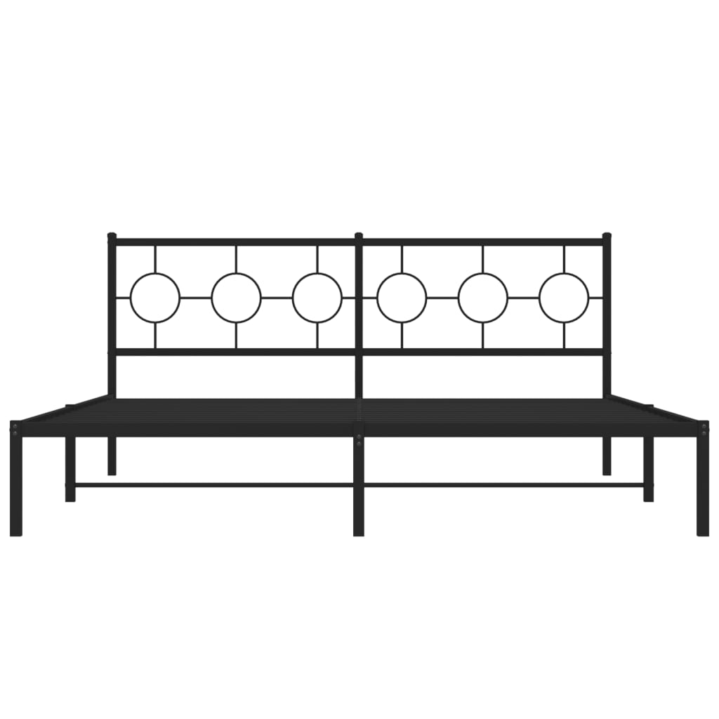 Metal Bed Frame without Mattress with Headboard Black 183x203 cm King