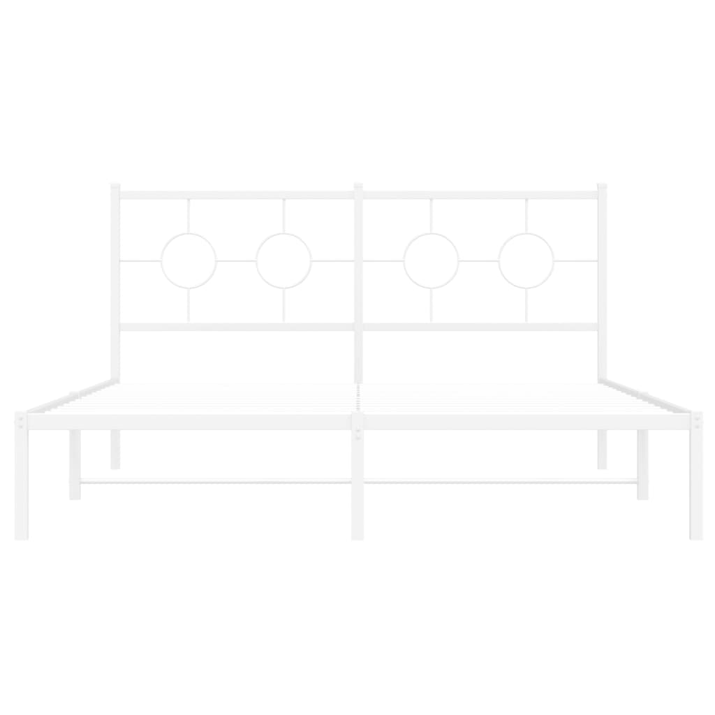 Metal Bed Frame without Mattress with Headboard White 150x200 cm