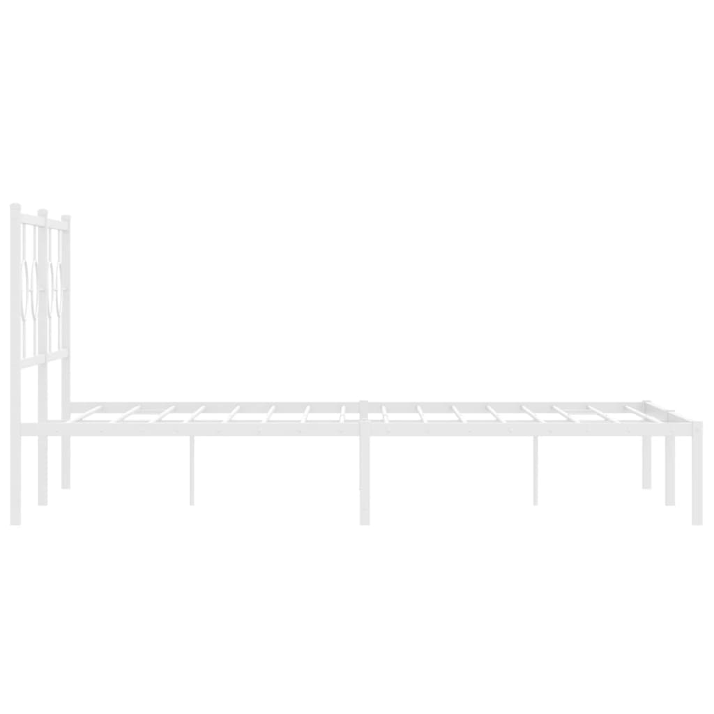 Metal Bed Frame without Mattress with Headboard White 150x200 cm