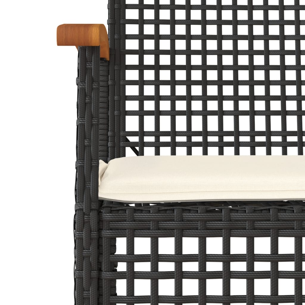 4 Piece Garden Lounge Set with Cushions Black Poly Rattan