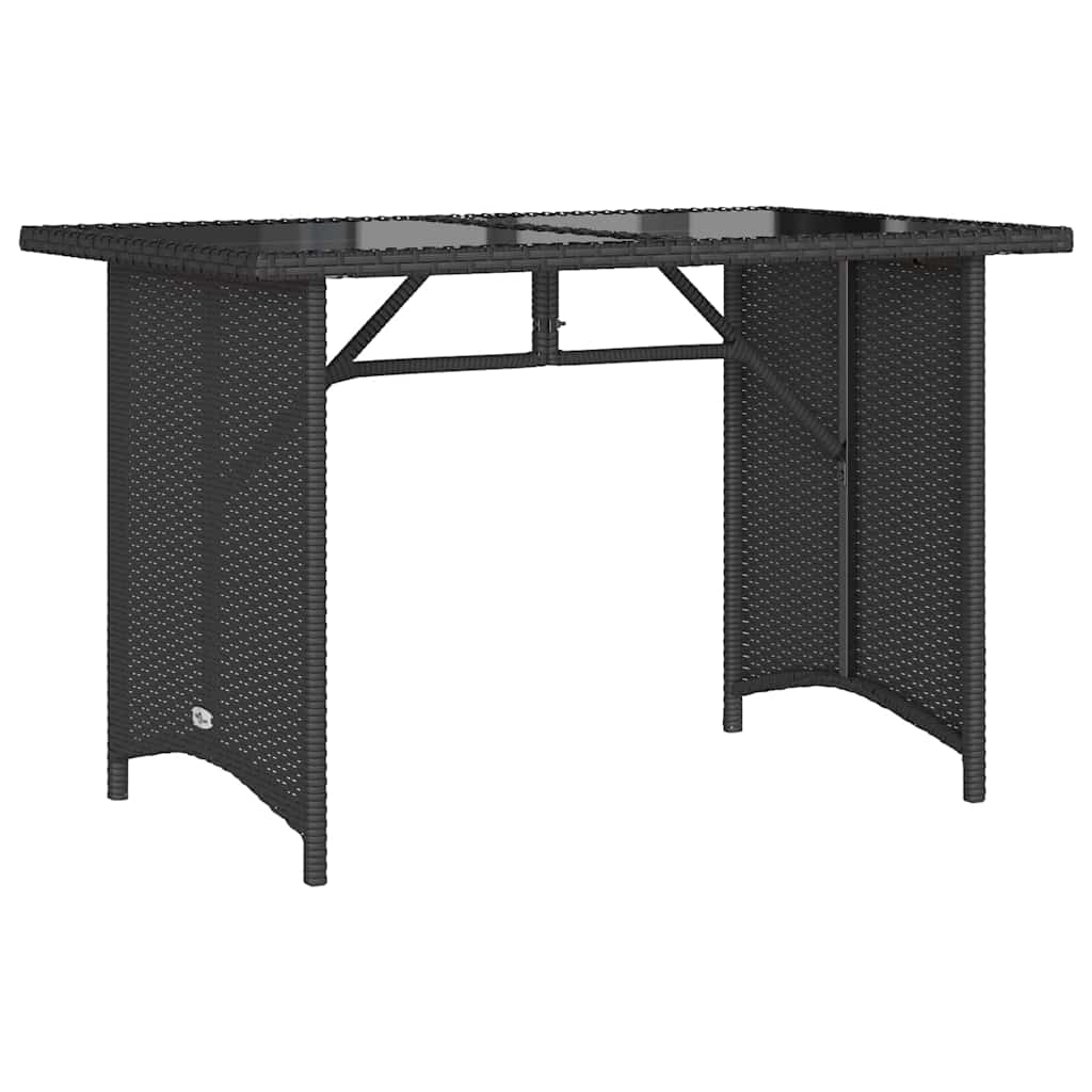 Garden Table with Glass Top Black 110x68x70 cm Poly Rattan