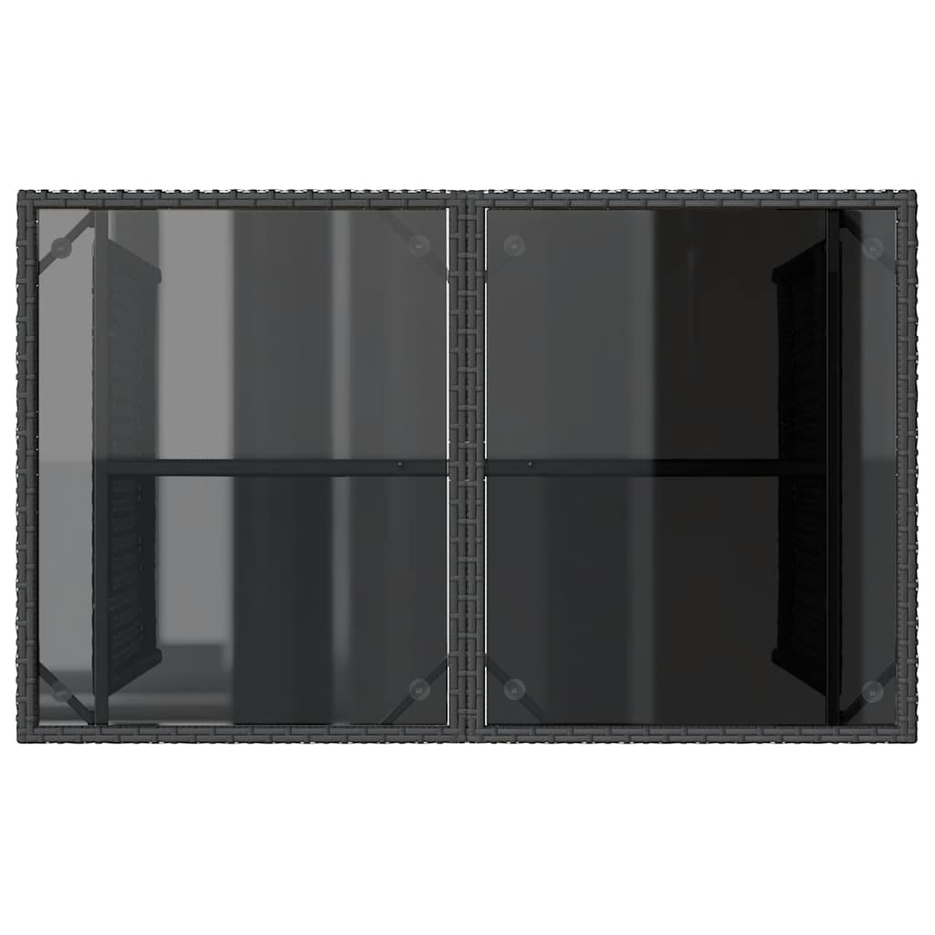 Garden Table with Glass Top Black 110x68x70 cm Poly Rattan