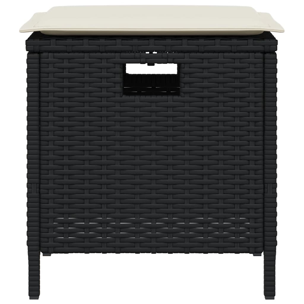 5 Piece Garden Dining Set with Cushions Black Poly Rattan