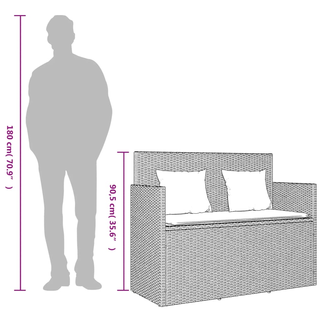 Garden Bench with Cushions Beige Poly Rattan