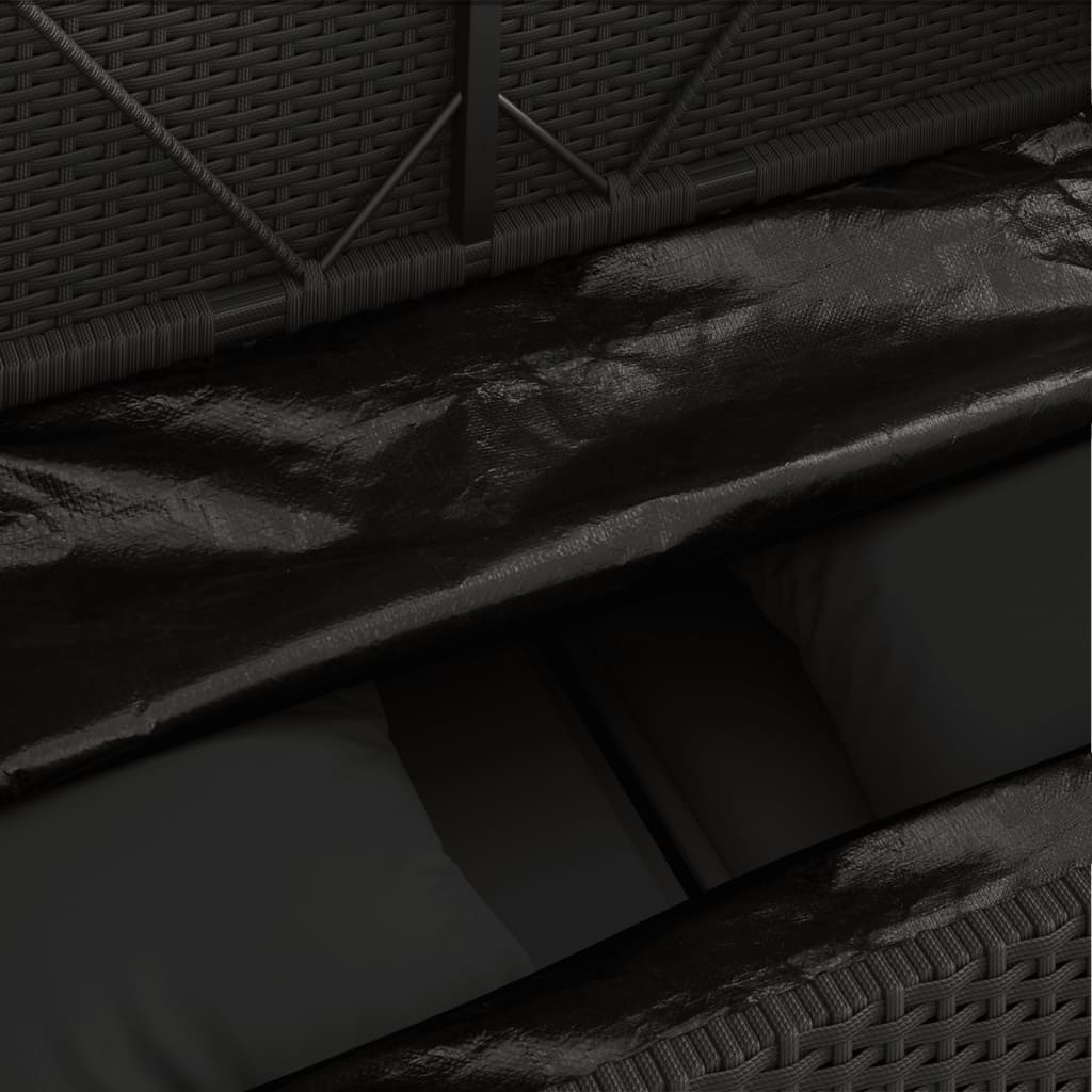 Garden Bench with Cushions Black Poly Rattan
