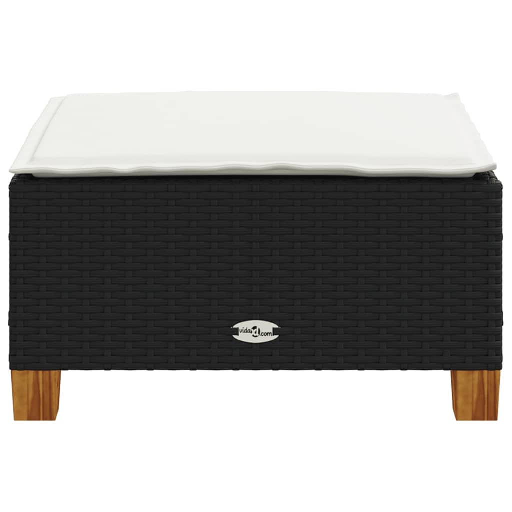 Garden Stool with Cushion Black 63.5x56x32 cm Poly Rattan