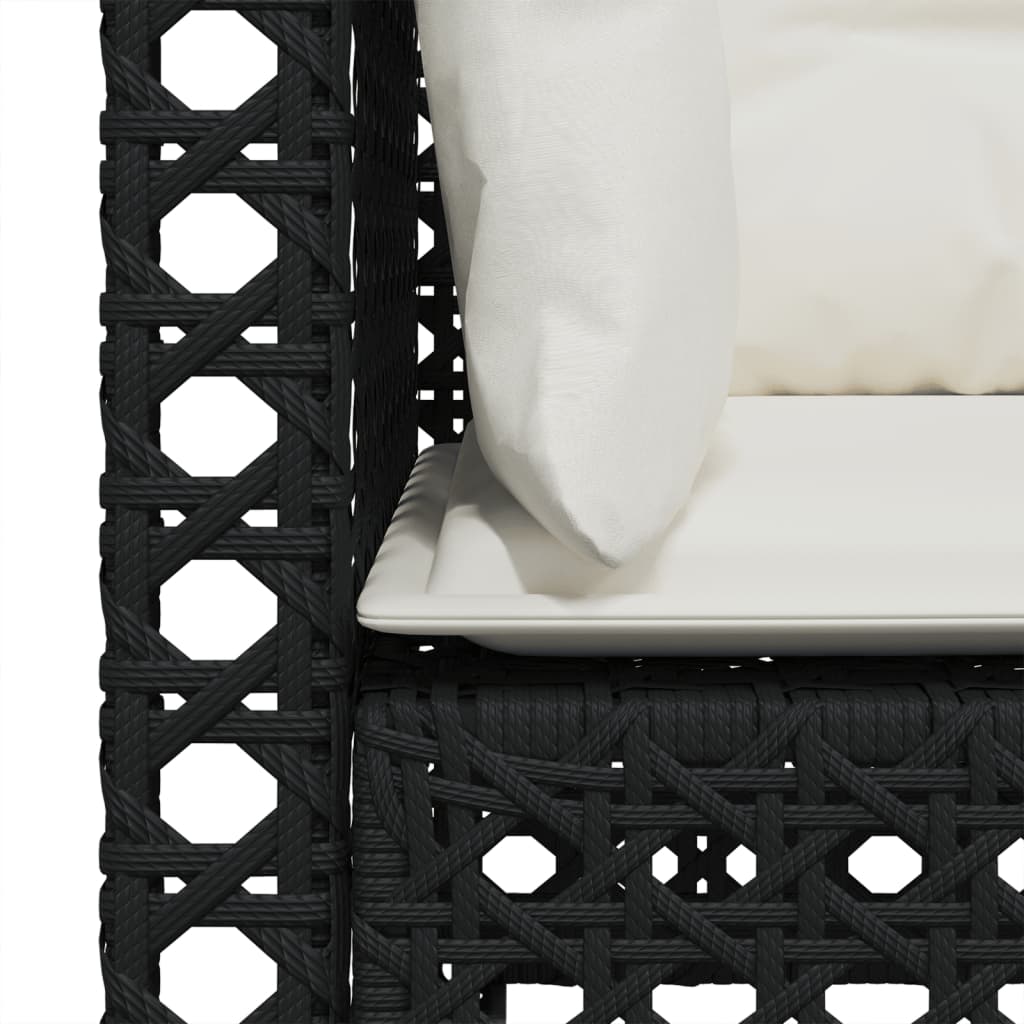 Garden Sofa with Cushions 3-Seater Black Poly Rattan