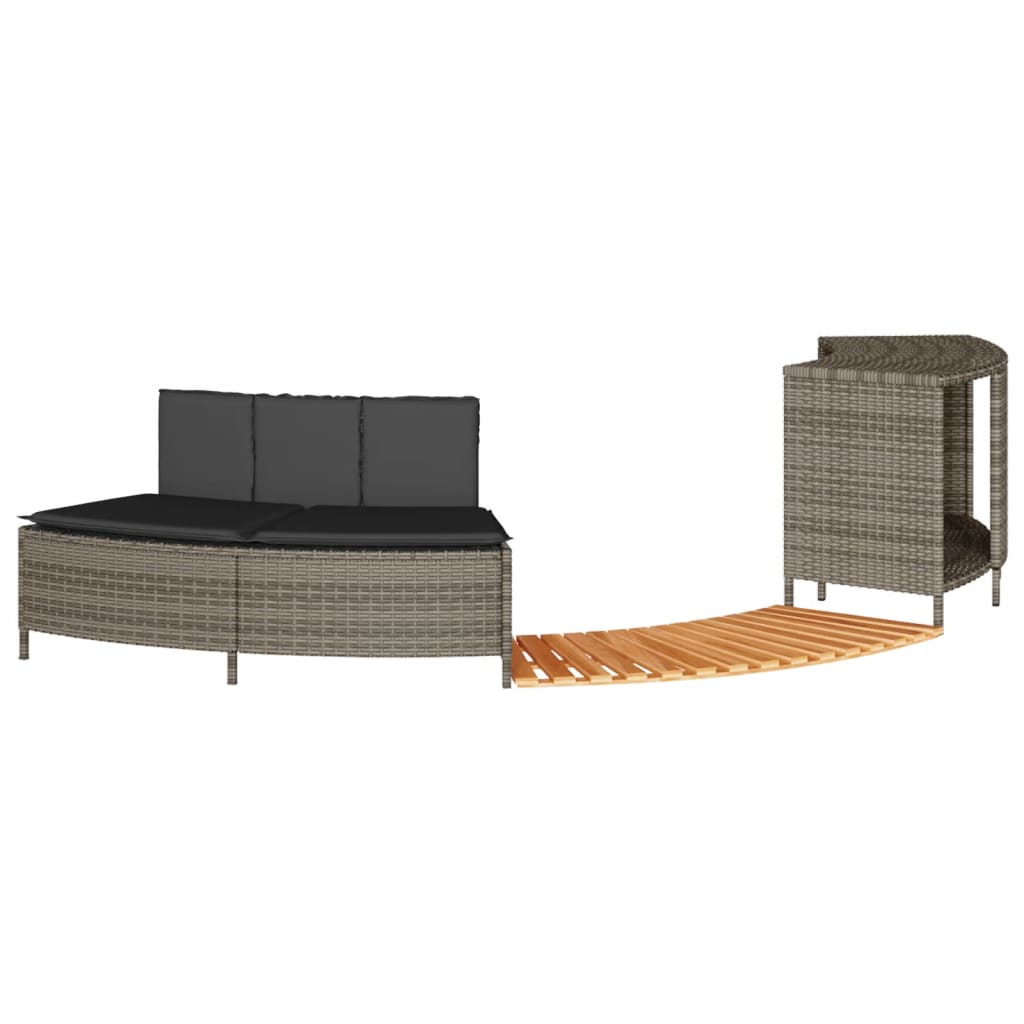 Hot Tub Surround Grey Poly Rattan and Solid Wood Acacia