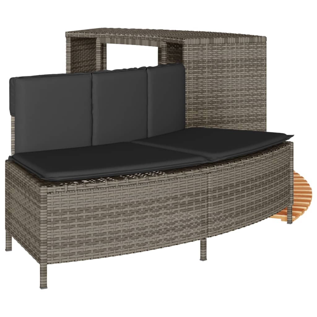 Hot Tub Surround Grey Poly Rattan and Solid Wood Acacia