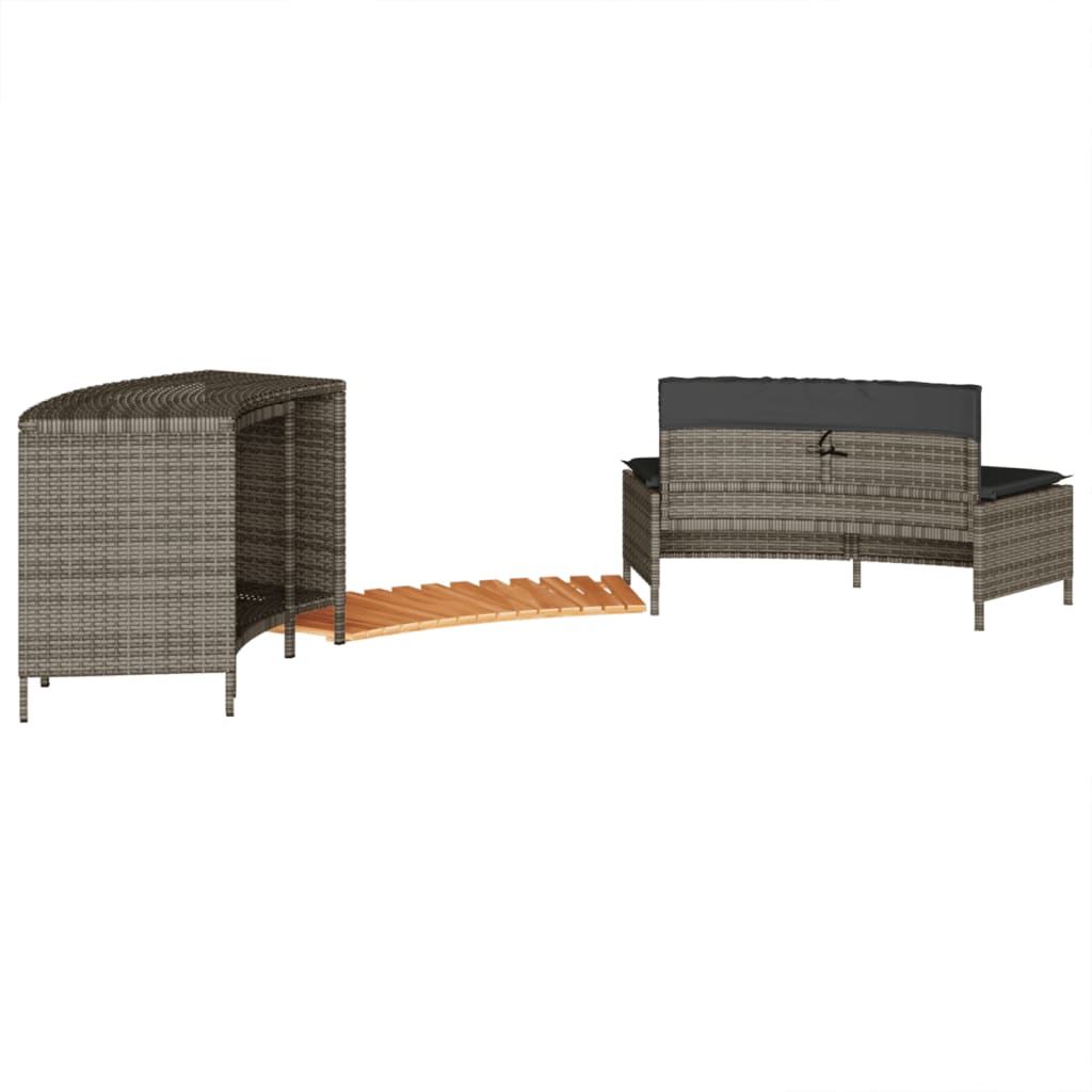 Hot Tub Surround Grey Poly Rattan and Solid Wood Acacia