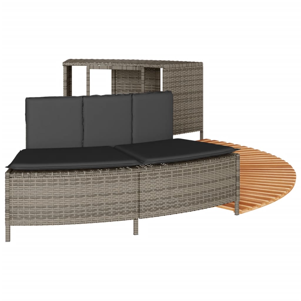 Hot Tub Surround Grey Poly Rattan and Solid Wood Acacia