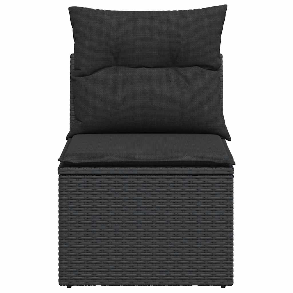 Garden Sofa Armless with Cushions Black Poly Rattan
