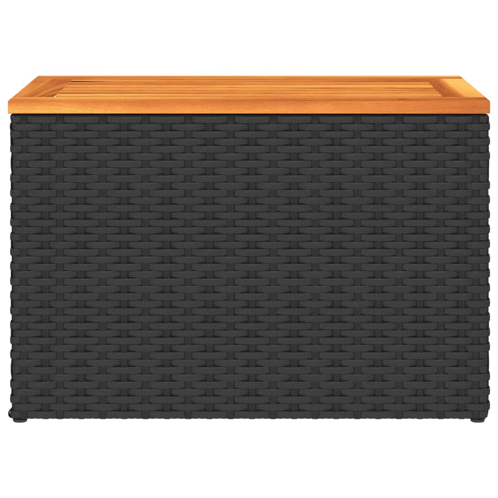 Garden Side Tables 2 pcs Black 55x34x37cm Poly Rattan Solid Wood