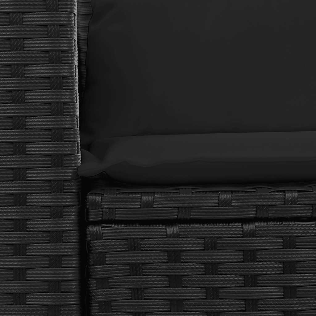 Garden Sofa with Cushions 2-Seater Black Poly Rattan