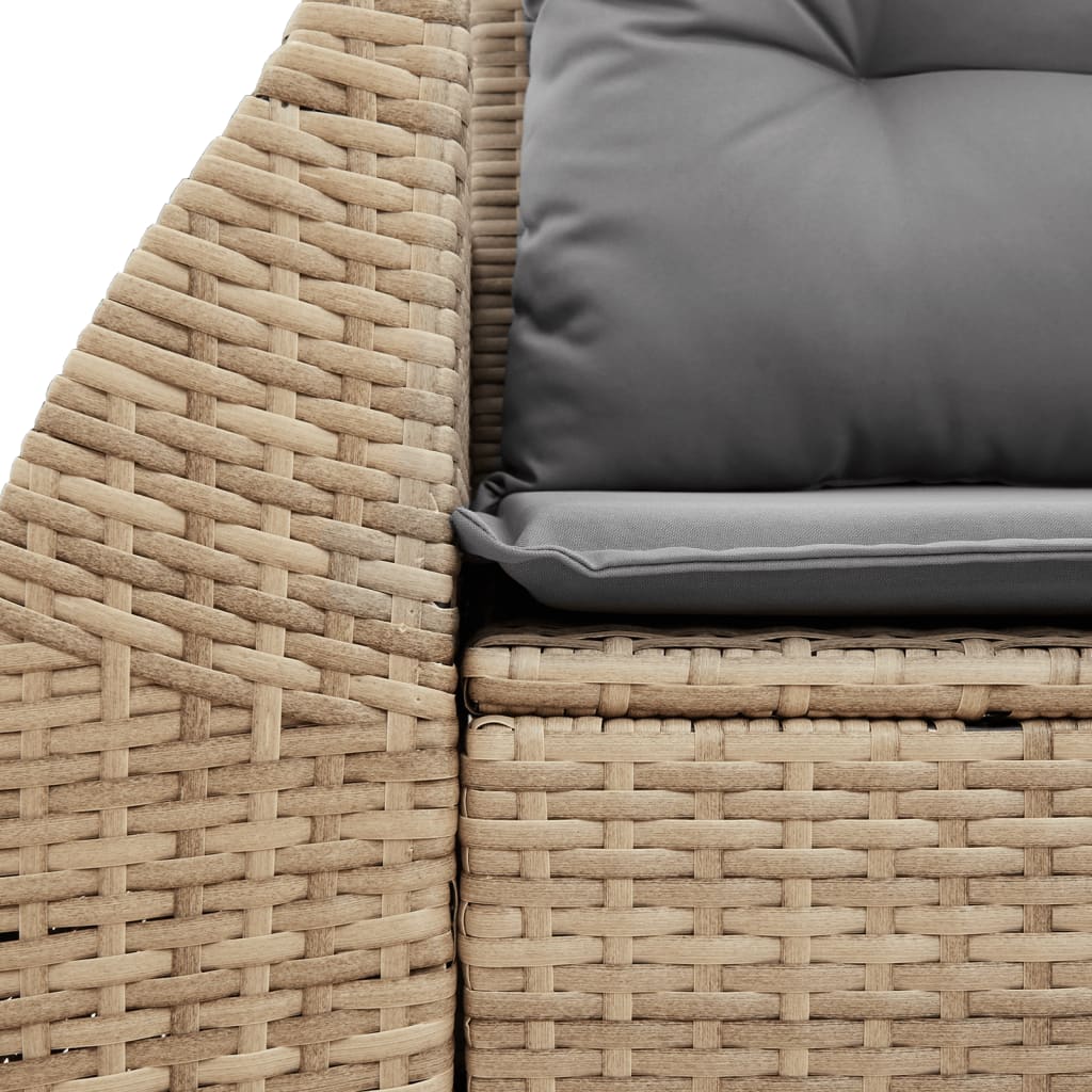 Garden Sofa with Cushions 2-Seater Beige Poly Rattan