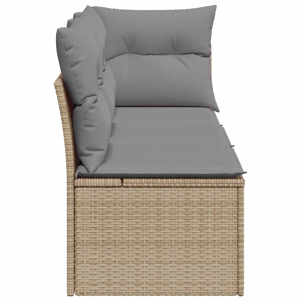 Garden Sofa with Cushions 3-Seater Beige Poly Rattan