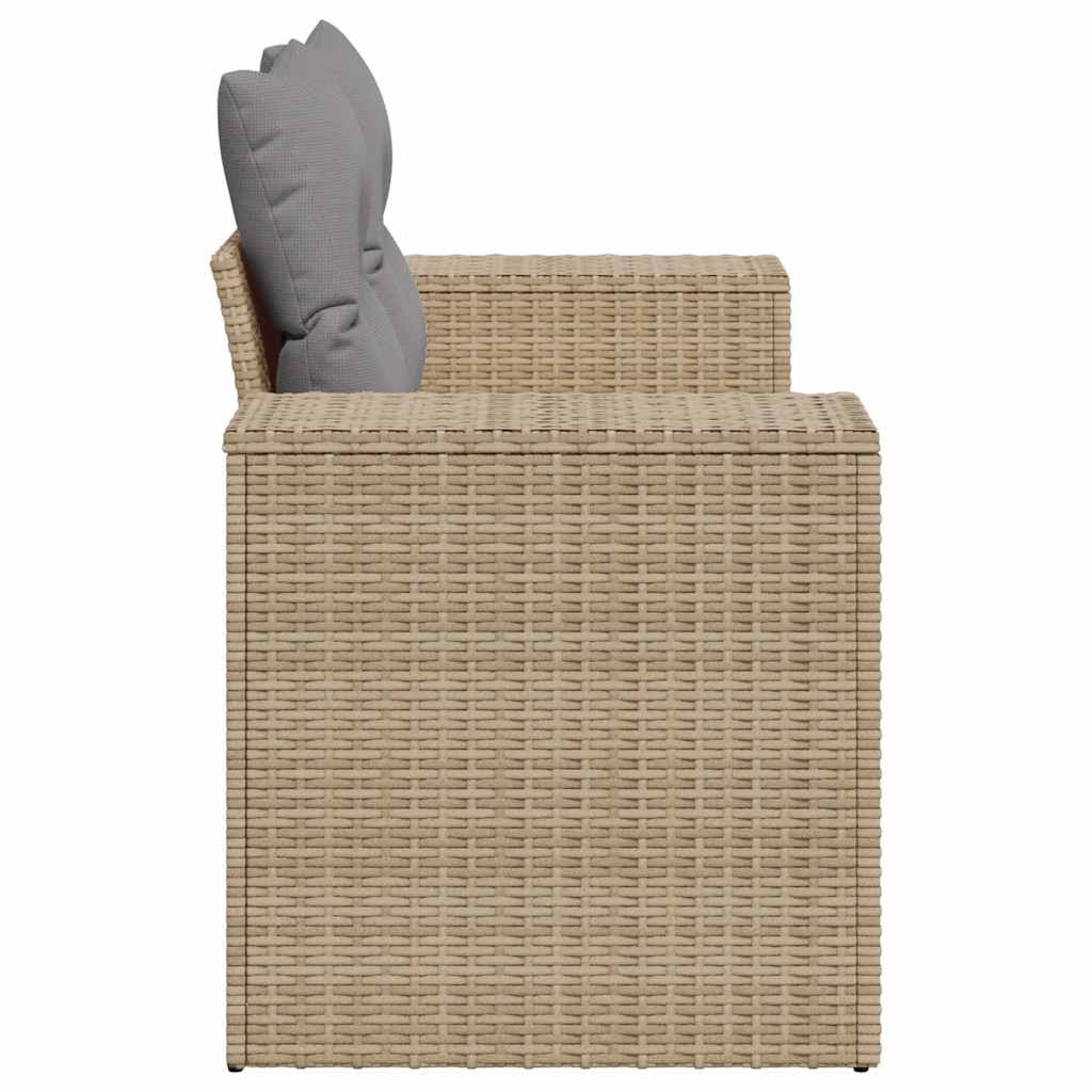 Garden Sofa with Cushions 2-Seater Beige Poly Rattan